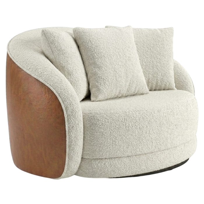 Poltrona Decorativa Maya Base Giratoria Boucle E Courino TCE 1010 TCS 727 MOLL