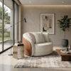 Poltrona Decorativa Maya Base Giratoria Boucle E Courino TCE 1010 TCS 727 MOLL