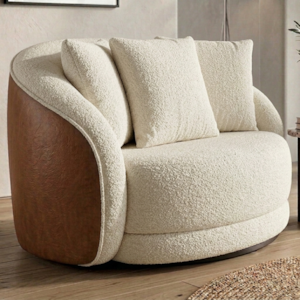 Poltrona Decorativa Maya Base Giratoria Boucle E Courino TCE 1010 TCS 727 MOLL