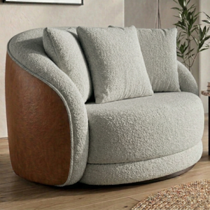 Poltrona Decorativa Maya Base Giratoria Boucle E Courino TCE 1018 TCS 727 MOLL