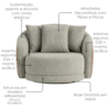 Poltrona Decorativa Maya Base Giratoria Boucle E Courino TCE 1018 TCS 727 MOLL