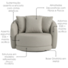 Poltrona Decorativa Maya Base Giratoria Courino TCS 725 MOLL