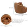 Poltrona Decorativa Maya Base Giratoria Courino TCS 727 MOLL