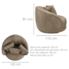 Poltrona Decorativa Maya Base Giratoria Courino TCS 729 MOLL