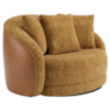 Poltrona Decorativa Maya Base Giratoria Linho Color Trend E Courino TCA 219 TCS 727 MOLL