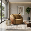 Poltrona Decorativa Maya Base Giratoria Linho Color Trend E Courino TCA 219 TCS 727 MOLL