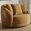 Poltrona Decorativa Maya Base Giratoria Linho Color Trend E Courino TCA 219 TCS 727 MOLL