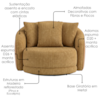 Poltrona Decorativa Maya Base Giratoria Linho Color Trend E Courino TCA 219 TCS 727 MOLL