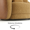 Poltrona Decorativa Maya Base Giratoria Linho Color Trend E Courino TCA 219 TCS 727 MOLL