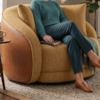 Poltrona Decorativa Maya Base Giratoria Linho Color Trend E Courino TCA 219 TCS 727 MOLL