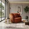 Poltrona Decorativa Maya Base Giratoria Linho Color Trend E Courino TCA 303 TCS 727 MOLL