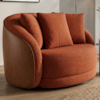 Poltrona Decorativa Maya Base Giratoria Linho Color Trend E Courino TCA 303 TCS 727 MOLL