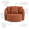 Poltrona Decorativa Maya Base Giratoria Linho Color Trend E Courino TCA 303 TCS 727 MOLL