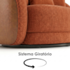 Poltrona Decorativa Maya Base Giratoria Linho Color Trend E Courino TCA 303 TCS 727 MOLL