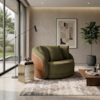Poltrona Decorativa Maya Base Giratoria Linho Color Trend E Courino TCA 307 TCS 727 MOLL