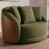 Poltrona Decorativa Maya Base Giratoria Linho Color Trend E Courino TCA 307 TCS 727 MOLL