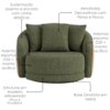 Poltrona Decorativa Maya Base Giratoria Linho Color Trend E Courino TCA 307 TCS 727 MOLL