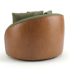Poltrona Decorativa Maya Base Giratoria Linho Color Trend E Courino TCA 307 TCS 727 MOLL