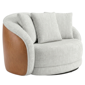 Poltrona Decorativa Maya Base Giratoria Linho E Courino TCS 701 TCS 727 MOLL