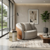 Poltrona Decorativa Maya Base Giratoria Linho E Courino TCS 701 TCS 727 MOLL