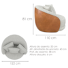 Poltrona Decorativa Maya Base Giratoria Linho E Courino TCS 701 TCS 727 MOLL