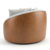 Poltrona Decorativa Maya Base Giratoria Linho E Courino TCS 701 TCS 727 MOLL
