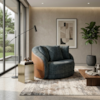 Poltrona Decorativa Maya Base Giratoria Linho E Courino TCS 718 TCS 727 MOLL
