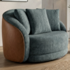 Poltrona Decorativa Maya Base Giratoria Linho E Courino TCS 718 TCS 727 MOLL