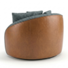 Poltrona Decorativa Maya Base Giratoria Linho E Courino TCS 718 TCS 727 MOLL