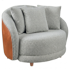 Poltrona Decorativa Maya Pes Madeira Boucle E Courino TCE 1018 TCS 727 MOLL