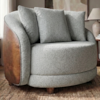 Poltrona Decorativa Maya Pes Madeira Boucle E Courino TCE 1018 TCS 727 MOLL