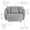 Poltrona Decorativa Maya Pes Madeira Boucle E Courino TCE 1018 TCS 727 MOLL