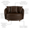 Poltrona Decorativa Maya Pes Madeira Courino TCS 721 MOLL