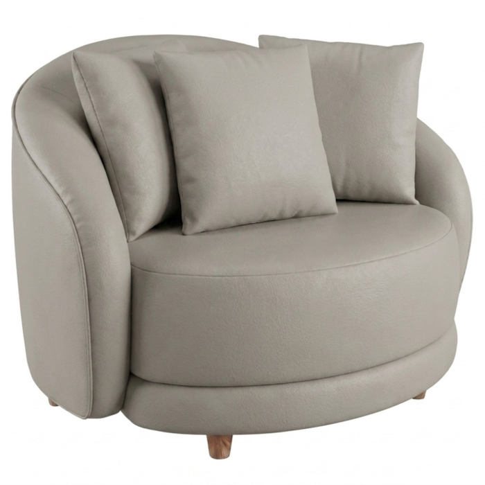 Poltrona Decorativa Maya Pes Madeira Courino TCS 725 MOLL
