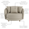Poltrona Decorativa Maya Pes Madeira Courino TCS 725 MOLL