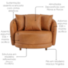 Poltrona Decorativa Maya Pes Madeira Courino TCS 727 MOLL
