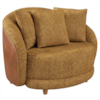 Poltrona Decorativa Maya Pes Madeira Linho Color Trend E Courino TCA 219 TCS 727 MOLL