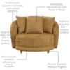 Poltrona Decorativa Maya Pes Madeira Linho Color Trend E Courino TCA 219 TCS 727 MOLL