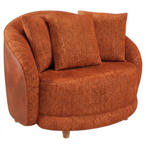 Poltrona Decorativa Maya Pes Madeira Linho Color Trend E Courino TCA 303 TCS 727 MOLL