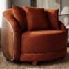 Poltrona Decorativa Maya Pes Madeira Linho Color Trend E Courino TCA 303 TCS 727 MOLL