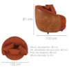 Poltrona Decorativa Maya Pes Madeira Linho Color Trend E Courino TCA 303 TCS 727 MOLL