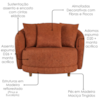 Poltrona Decorativa Maya Pes Madeira Linho Color Trend E Courino TCA 303 TCS 727 MOLL