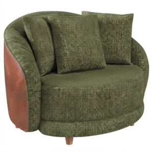Poltrona Decorativa Maya Pes Madeira Linho Color Trend E Courino TCA 307 TCS 727 MOLL