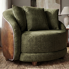 Poltrona Decorativa Maya Pes Madeira Linho Color Trend E Courino TCA 307 TCS 727 MOLL