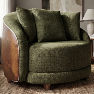 Poltrona Decorativa Maya Pes Madeira Linho Color Trend E Courino TCA 307 TCS 727 MOLL