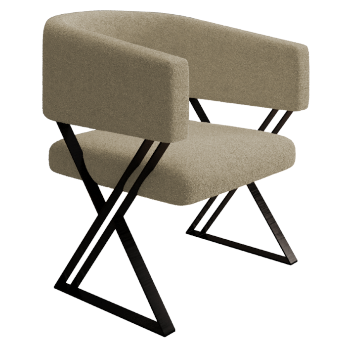 Poltrona Decorativa Mirela Pes Metal Boucle Bege VConcept