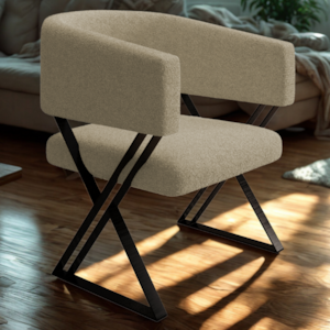 Poltrona Decorativa Mirela Pes Metal Boucle Bege VConcept