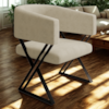 Poltrona Decorativa Mirela Pes Metal Linho Bege VConcept