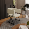Poltrona Decorativa Mirela Pes Metal Linho Bege VConcept