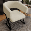 Poltrona Decorativa Mirela Pes Metal Linho Bege VConcept